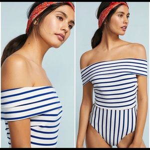Solid & Striped Vera Breton Off Shoulder Swimsuit